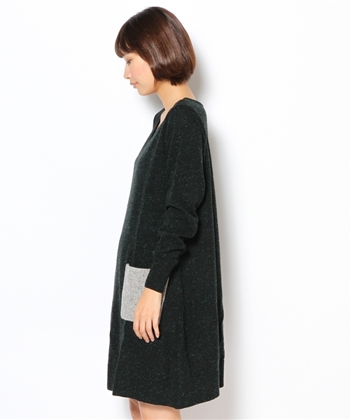 coen（コーエン）の「ウール混カラーネップニットワンピース（ワンピース・レディース・ライトグレー/ワインレッド/ダークグリーン・フリー）」の5枚目の写真