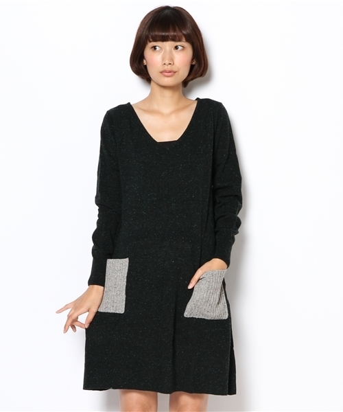 coen（コーエン）の「ウール混カラーネップニットワンピース（ワンピース・レディース・ライトグレー/ワインレッド/ダークグリーン・フリー）」の13枚目の写真