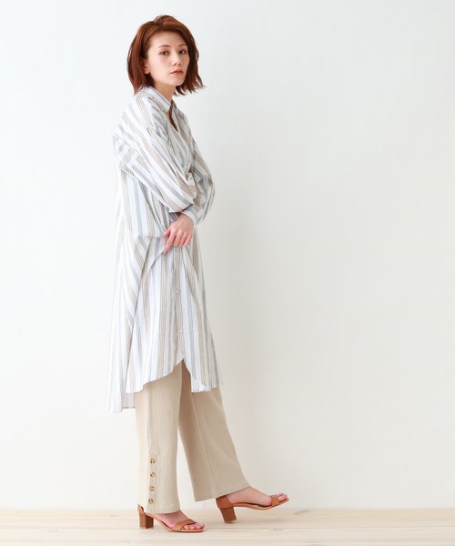 セール 洗える スキッパーボリュームロングシャツワンピース ワンピース Ozoc オゾック のファッション通販 Zozotown