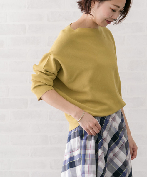 URBAN RESEARCH ROSSO WOMEN(アーバンリサーチ ロッソ)の「アシメデザインガーターホールニット(ニット/セーター)」|イエロー