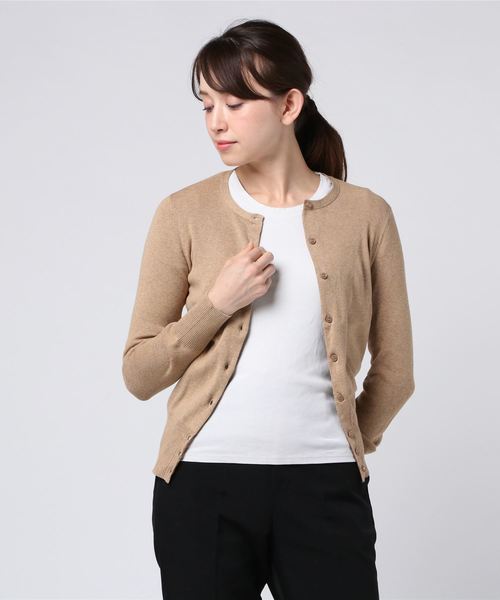 three dots(スリードッツ)の「コットンメランジニット カーディガン(カーディガン/ボレロ・レディース・ライトブルー/ベージュ/ピンク・SMALL/MEDIUM)」の1枚目の写真