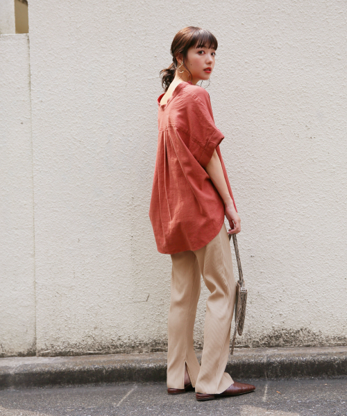 LOWRYS FARM（ローリーズファーム）の「アサコンスキッパーＳＳ　845903（シャツ/ブラウス・レディース・ライトグレー/ブラック/ベージュ/ブラウン・FREE）」の7枚目の写真