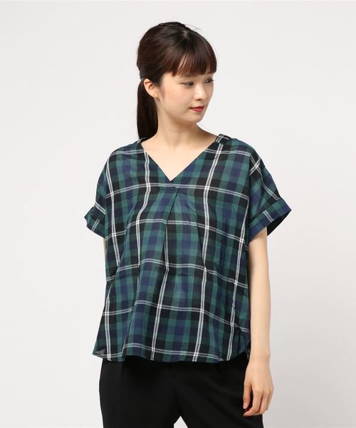 AMERICAN HOLIC（アメリカンホリック）の「バックタックスキッパーシャツ（シャツ/ブラウス・レディース・ネイビー/オフホワイト/ベージュ系その他4/グリーン系その他5/ブルー系その他3/ブルー系その他4/ブルー系その他5/ブルー系その他6・M/L）」の4枚目の写真