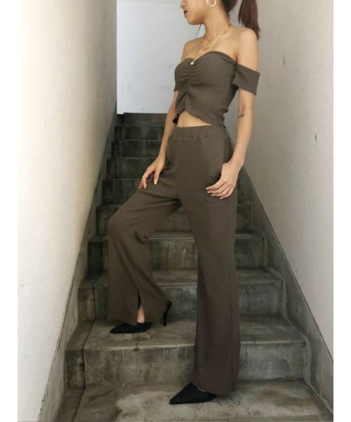 GYDA（ジェイダ）の「H/W ワッフルフレアパンツ（その他パンツ・レディース・ブラック/カーキ/ボルドー・FREE）」の6枚目の写真