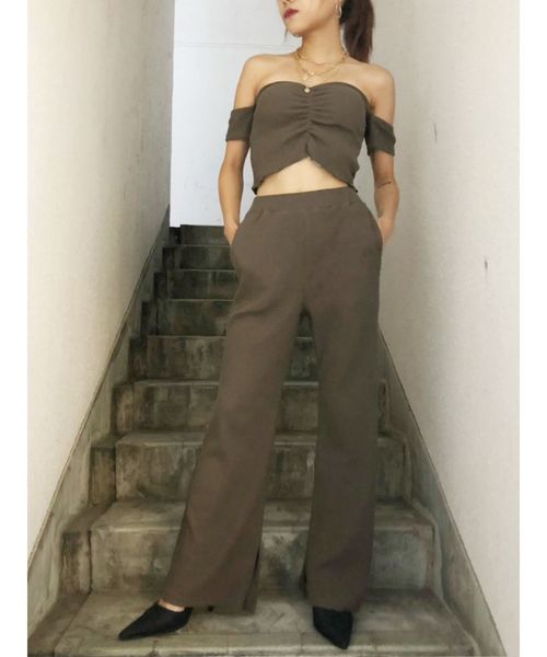 GYDA（ジェイダ）の「H/W ワッフルフレアパンツ（その他パンツ・レディース・ブラック/カーキ/ボルドー・FREE）」の7枚目の写真