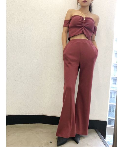 GYDA（ジェイダ）の「H/W ワッフルフレアパンツ（その他パンツ・レディース・ブラック/カーキ/ボルドー・FREE）」の8枚目の写真