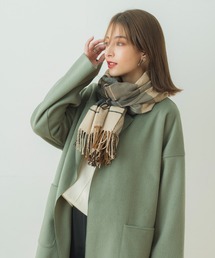 カシミヤタッチ アクリル大判ストール チェック柄