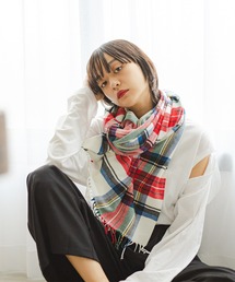 macocca | カシミヤタッチ オリジナル アクリル 大判 ストール チェック柄(ストール/ショール)
