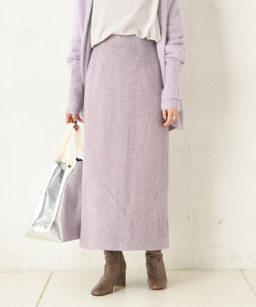DouDou（ドゥドゥ）の「ヘリンボーン柄スカート（スカート・レディース・ベージュ/パープル・36/38）」の9枚目の写真