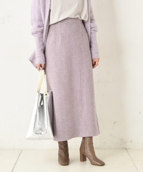 DouDou（ドゥドゥ）の「ヘリンボーン柄スカート（スカート・レディース・ベージュ/パープル・36/38）」の11枚目の写真