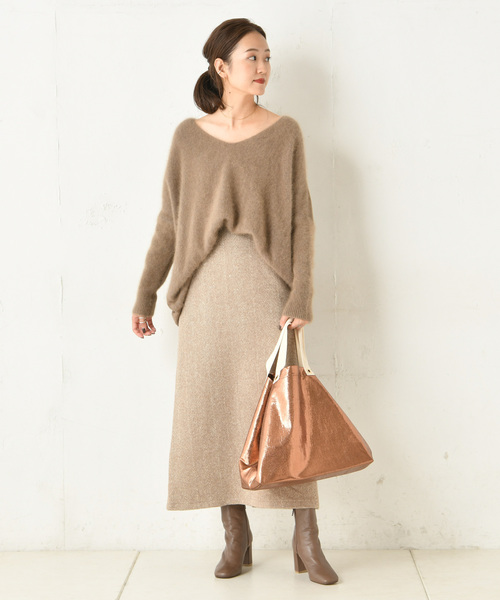 DouDou（ドゥドゥ）の「ヘリンボーン柄スカート（スカート・レディース・ベージュ/パープル・36/38）」の15枚目の写真