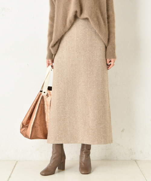 DouDou（ドゥドゥ）の「ヘリンボーン柄スカート（スカート・レディース・ベージュ/パープル・36/38）」の19枚目の写真