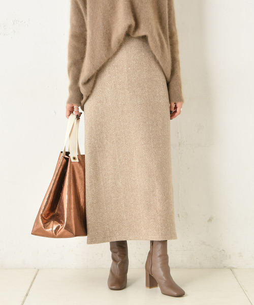 DouDou（ドゥドゥ）の「ヘリンボーン柄スカート（スカート・レディース・ベージュ/パープル・36/38）」の20枚目の写真