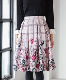 tocco closet | フラワーチェックプリントタック入りフレアスカート(スカート)
