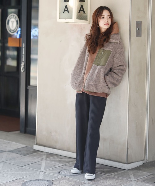 Girly Doll（ガーリードール）の「リブニット ワイドパンツ（その他パンツ・レディース・チャコールグレー/ブラック/ベージュ/ブラウン・FREE）」の10枚目の写真