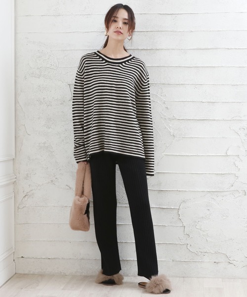 Girly Doll（ガーリードール）の「リブニット ワイドパンツ（その他パンツ・レディース・チャコールグレー/ブラック/ベージュ/ブラウン・FREE）」の16枚目の写真