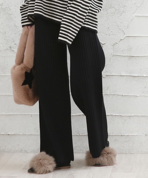 Girly Doll（ガーリードール）の「リブニット ワイドパンツ（その他パンツ・レディース・チャコールグレー/ブラック/ベージュ/ブラウン・FREE）」の17枚目の写真