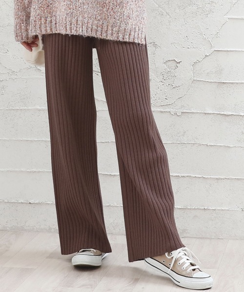 Girly Doll（ガーリードール）の「リブニット ワイドパンツ（その他パンツ・レディース・チャコールグレー/ブラック/ベージュ/ブラウン・FREE）」の20枚目の写真