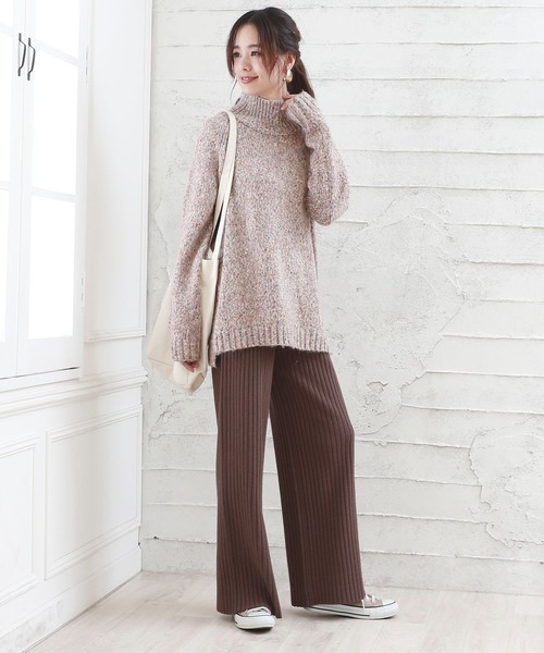 Girly Doll（ガーリードール）の「リブニット ワイドパンツ（その他パンツ・レディース・チャコールグレー/ブラック/ベージュ/ブラウン・FREE）」の21枚目の写真