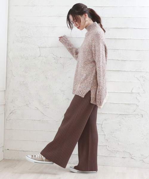 Girly Doll（ガーリードール）の「リブニット ワイドパンツ（その他パンツ・レディース・チャコールグレー/ブラック/ベージュ/ブラウン・FREE）」の22枚目の写真