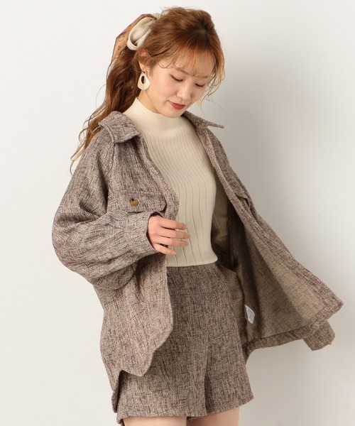 archives(アルシーヴ)の「【setupにも】ツイードBIGシャツ(シャツ/ブラウス・レディース・モカ/ブラック/ブラウン・MEDIUM)」の3枚目の写真