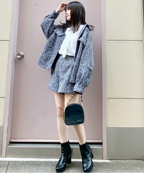 archives(アルシーヴ)の「【setupにも】ツイードBIGシャツ(シャツ/ブラウス・レディース・モカ/ブラック/ブラウン・MEDIUM)」の5枚目の写真