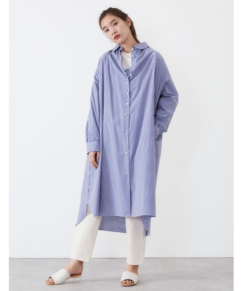 POU DOU DOU（プードゥドゥ）の「ころころボタンシャツワンピース（シャツワンピース・レディース・オフホワイト/ブルー/ライトイエロー・3）」の3枚目の写真