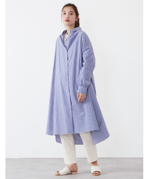 POU DOU DOU（プードゥドゥ）の「ころころボタンシャツワンピース（シャツワンピース・レディース・オフホワイト/ブルー/ライトイエロー・3）」の5枚目の写真