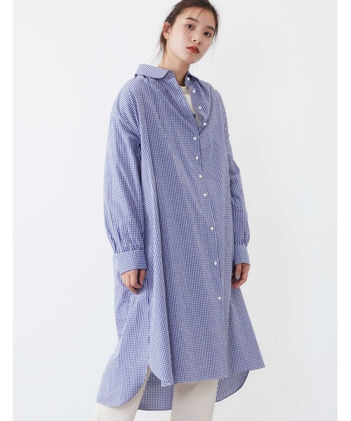 POU DOU DOU（プードゥドゥ）の「ころころボタンシャツワンピース（シャツワンピース・レディース・オフホワイト/ブルー/ライトイエロー・3）」の7枚目の写真