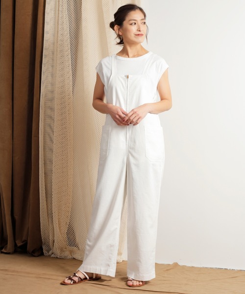 beige linen overalls