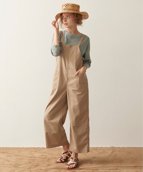 khaki（カーキ）の「「KHAKI / カーキ」リネンコットンキャンバスオーバーオール"LINEN OVERALLS"（その他パンツ