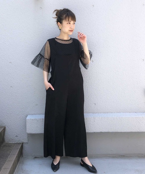 PICCIN(ピッチン)の「セミワイドサロペット(サロペット/オーバーオール)」|ブラック