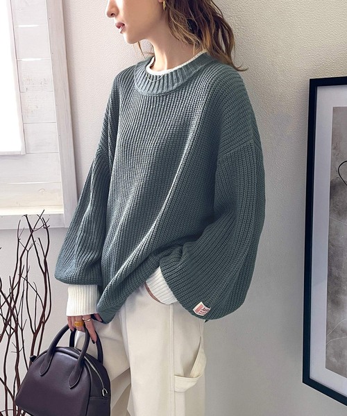 セール】《JaVaジャバ コラボ》ゆるニットであざと感。重ね着風