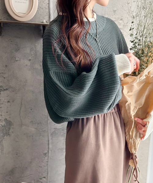 Java(ジャバ)の「《JaVaジャバ コラボ》ゆるニットであざと感。重ね着風ローゲージ オーバーサイズ ニット(ニット/セーター・レディース・ブラック/ベージュ/アイボリー/グリーン/ブルー・MEDIUM/LARGE/X-LARGE/SMALL)」の17枚目の写真