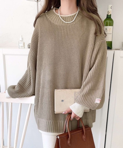 Java(ジャバ)の「《JaVaジャバ コラボ》ゆるニットであざと感。重ね着風ローゲージ オーバーサイズ ニット(ニット/セーター・レディース・ブラック/ベージュ/アイボリー/グリーン/ブルー・MEDIUM/LARGE/X-LARGE/SMALL)」の21枚目の写真