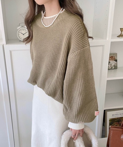 Java(ジャバ)の「《JaVaジャバ コラボ》ゆるニットであざと感。重ね着風ローゲージ オーバーサイズ ニット(ニット/セーター・レディース・ブラック/ベージュ/アイボリー/グリーン/ブルー・MEDIUM/LARGE/X-LARGE/SMALL)」の18枚目の写真