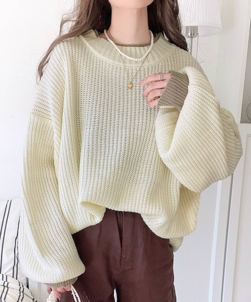 萠◆もゆる 2wayニット羽織 ANGORA 2WAY KNIT(F WHITE): TOPSjosemoon