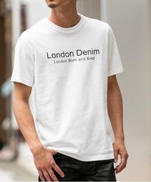 London Denim | 16/-空紡糸天竺 ／ ロゴプリント ワンポイント刺繍 クルーネック Tシャツ(Tシャツ/カットソー)