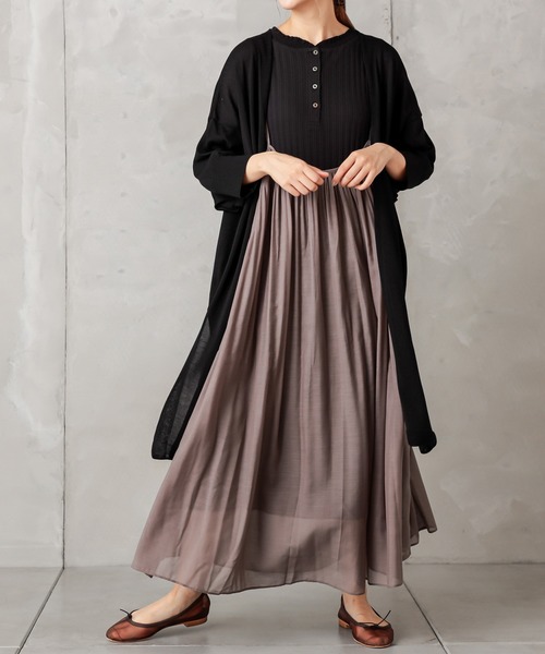 PUAL CE CIN（ピュアルセシン）の「針抜きテレコロングR（Tシャツ/カットソー・レディース・ブラック/キナリ・FREE）」の6枚目の写真