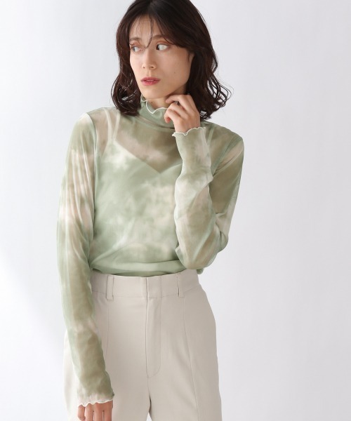 LOWRYS FARM（ローリーズファーム）の「タイダイチュールタートルＬＳ　920187（Tシャツ/カットソー・レディース・ブラック/ベージュ/グリーン・FREE）」の3枚目の写真