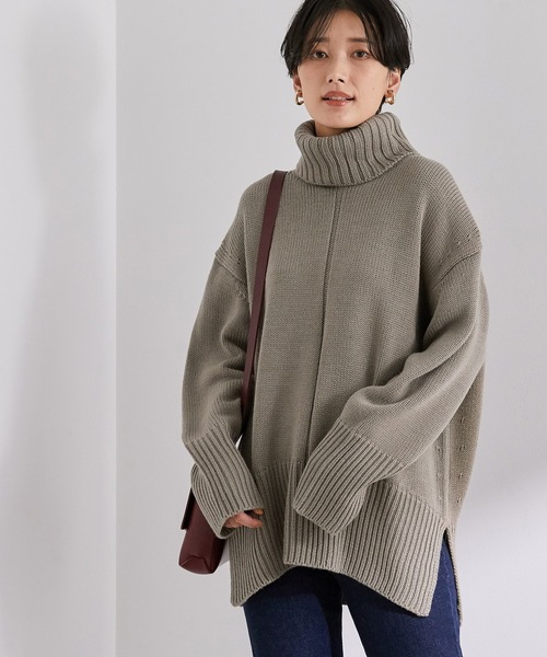 ADAM ET ROPE'（アダムエロペ）の「【一部店舗限定】バルキーニットタートルプルオーバー（ニット/セーター・レディース・グレー/イエロー/キャメル/キナリ・FREE）」の3枚目の写真