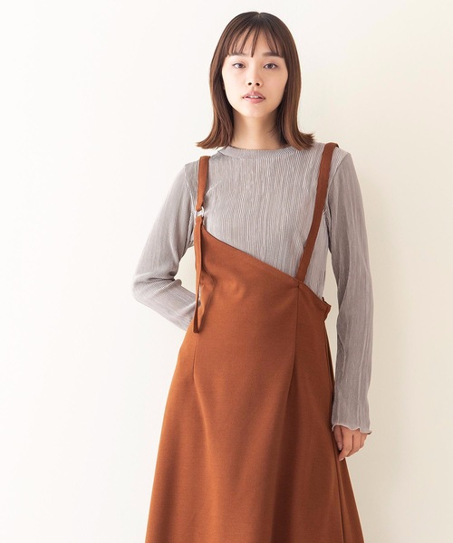 OUTDOOR PRODUCTS（アウトドアプロダクツ）の「【OUTDOOR PRODUCTS】ワンショルフレアージャンパースカート　ジャンスカ　アシメトリー　ワンショルダー　起毛ニットソー生地（ジャンパースカート・レディース・ブラウン系その他/ミント・MEDIUM/LARGE）」の16枚目の写真