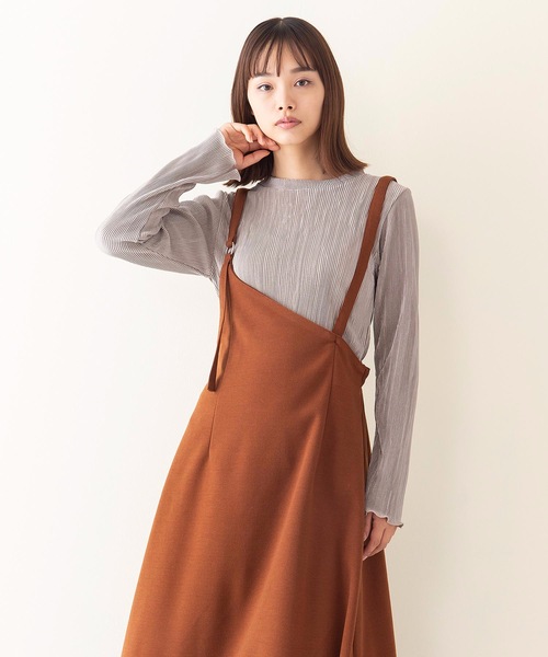 OUTDOOR PRODUCTS（アウトドアプロダクツ）の「【OUTDOOR PRODUCTS】ワンショルフレアージャンパースカート　ジャンスカ　アシメトリー　ワンショルダー　起毛ニットソー生地（ジャンパースカート・レディース・ブラウン系その他/ミント・MEDIUM/LARGE）」の15枚目の写真