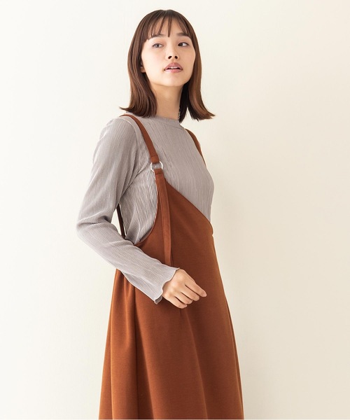 OUTDOOR PRODUCTS（アウトドアプロダクツ）の「【OUTDOOR PRODUCTS】ワンショルフレアージャンパースカート　ジャンスカ　アシメトリー　ワンショルダー　起毛ニットソー生地（ジャンパースカート・レディース・ブラウン系その他/ミント・MEDIUM/LARGE）」の14枚目の写真