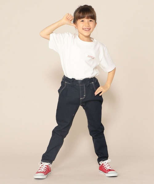 公式 ガールズ ウエストリボン レギュラーストレート ストレッチ入り ウエストゴム デニムパンツ Edwin エドウィン のファッション通販 Zozotown