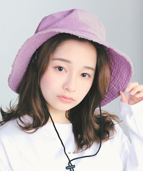 14+（イチヨンプラス）の「フリンジ紐付きウォッシュハット（ハット・レディース・ブラック/アイボリー/パープル/カーキ/ベージュ・FREE）」の5枚目の写真
