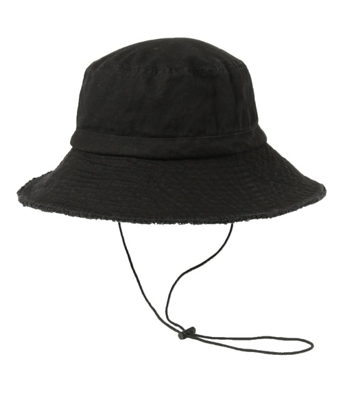 14+（イチヨンプラス）の「フリンジ紐付きウォッシュハット（ハット・レディース・ブラック/アイボリー/パープル/カーキ/ベージュ・FREE）」の6枚目の写真