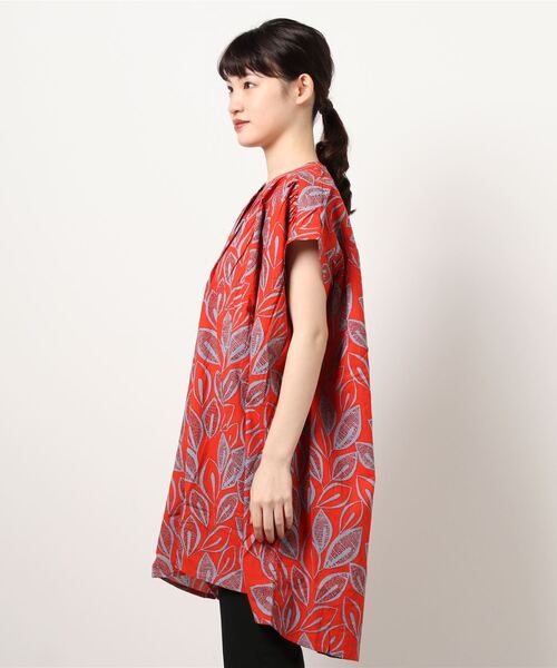 チャイハネ（チャイハネ）の「【チャイハネ】yul リーフ柄フレンチスリーブブラウス（シャツ/ブラウス・レディース・ホワイト/ブラック/レッド・FREE）」の22枚目の写真