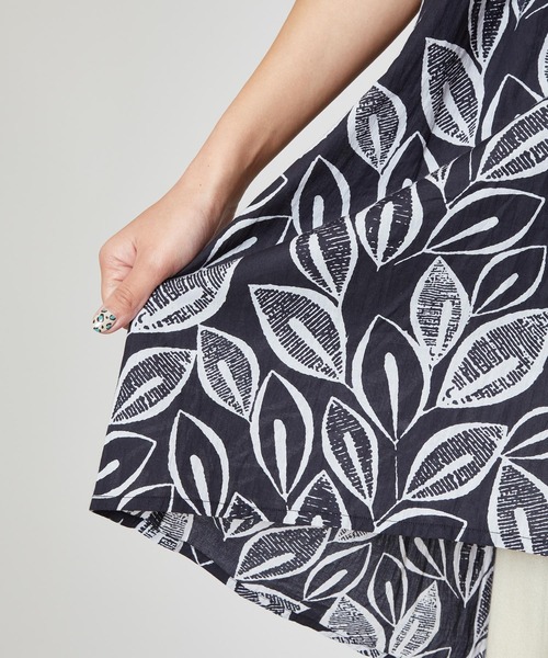 チャイハネ（チャイハネ）の「【チャイハネ】yul リーフ柄フレンチスリーブブラウス（シャツ/ブラウス・レディース・ホワイト/ブラック/レッド・FREE）」の14枚目の写真