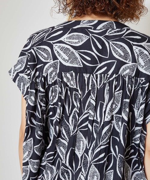 チャイハネ（チャイハネ）の「【チャイハネ】yul リーフ柄フレンチスリーブブラウス（シャツ/ブラウス・レディース・ホワイト/ブラック/レッド・FREE）」の11枚目の写真